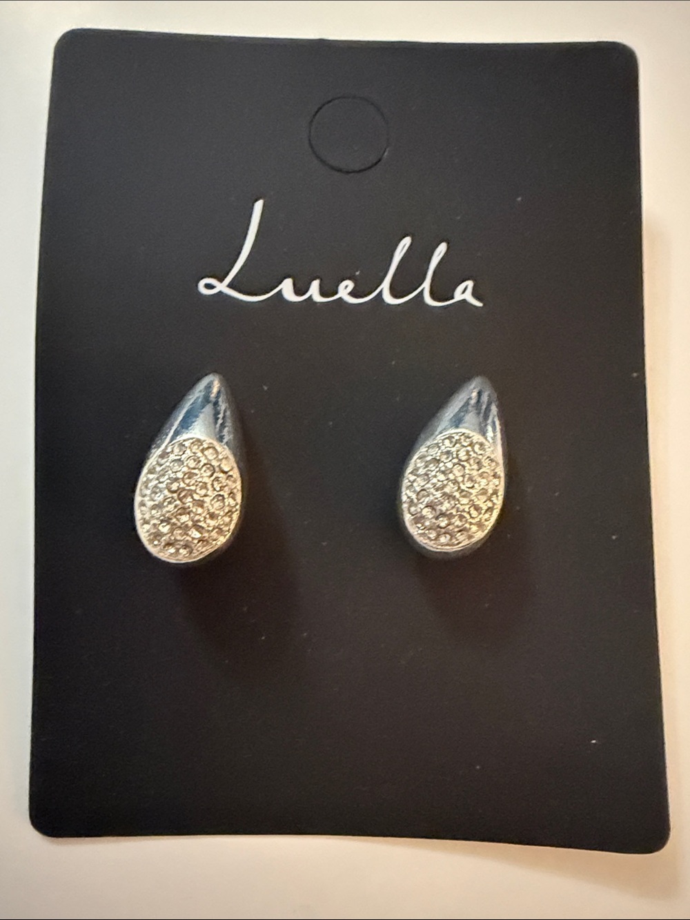 Ella Silver Teardrop Crystal Pavé Stud Earrings
